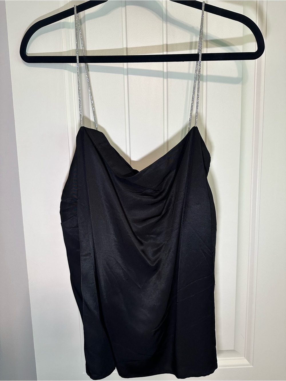 Sparkly Strap Silky Black Top